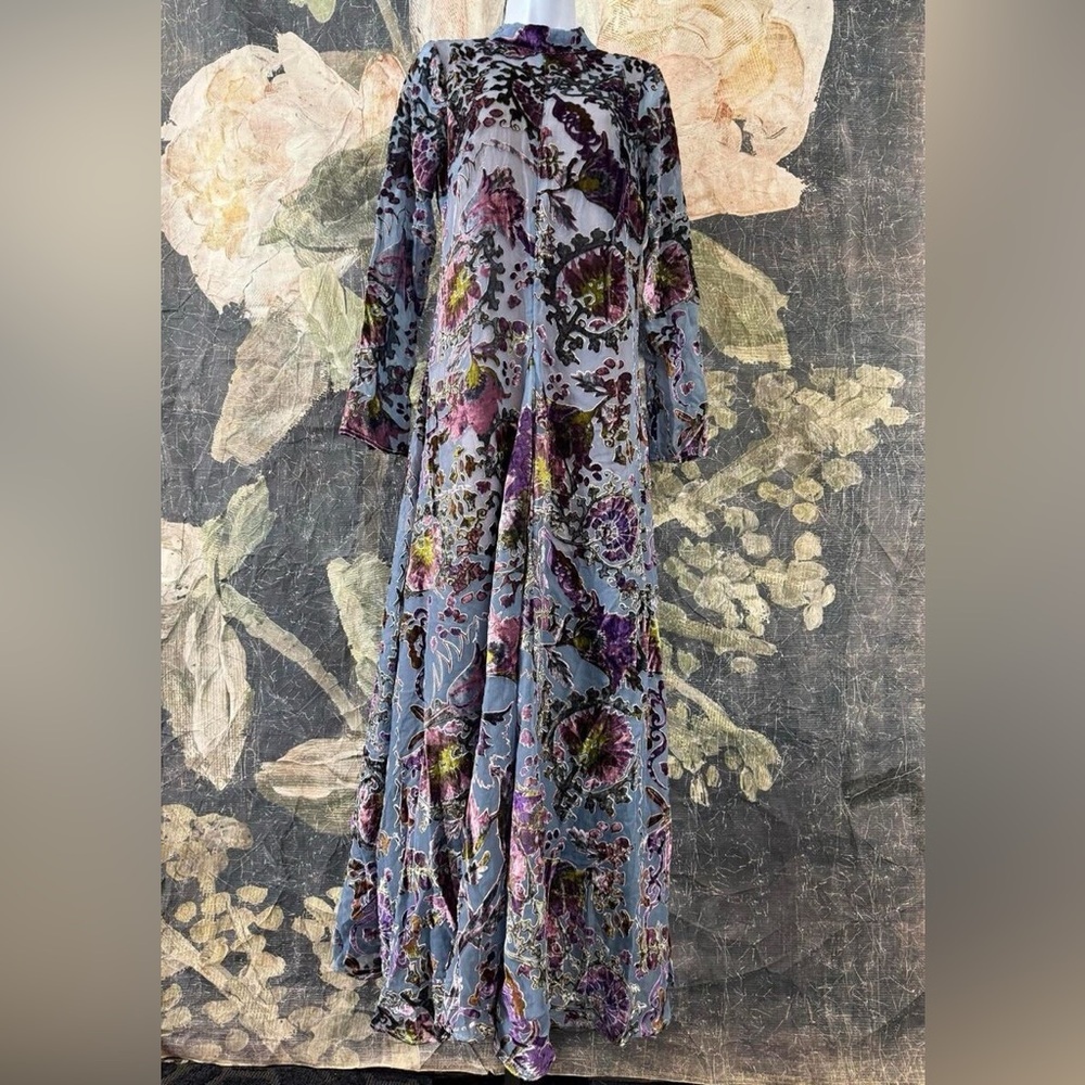 Free People Bali Painterly Paisley Velvet Purple Maxi Dress - Picture 7 of 7